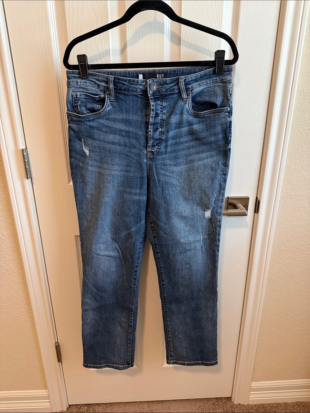 Kut from the Kloth Women's High Rise Medium Blue Distressed Jeans